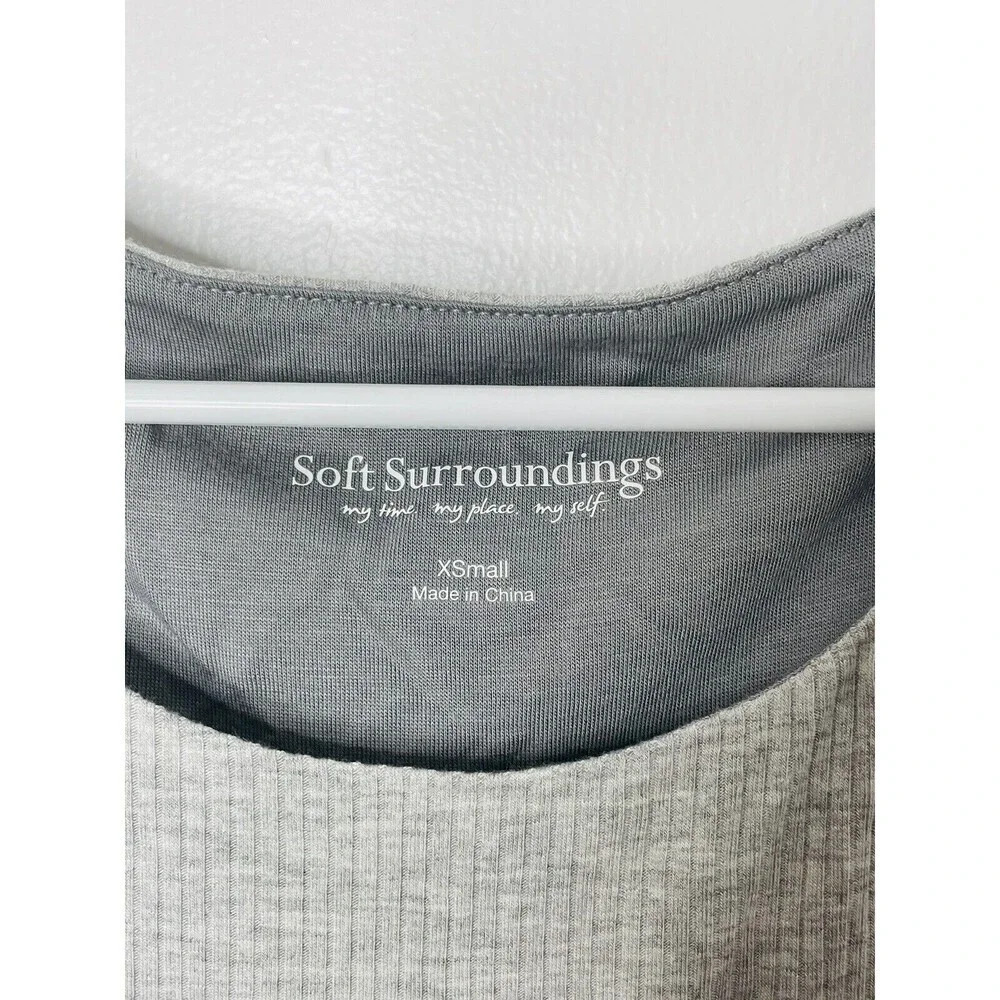 Soft Surroundings Midi Dress Sz XS Gray Colorblock Flowy Sleeveless Sheer Casual - Picture 4 of 6